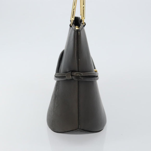 BALLY Hand Bag Leather Black Gold Auth SW1563