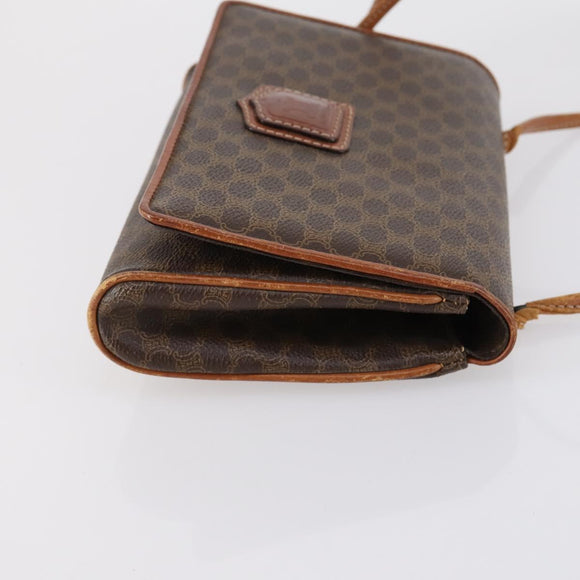 CELINE Macadam Canvas Shoulder Bag PVC Leather 2Set Brown Beige Auth SW1565