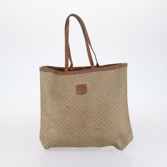 CELINE Macadam Canvas Shoulder Bag PVC Leather 2Set Brown Beige Auth SW1565