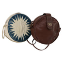 VALENTINO Saint Laurent Shoulder Bag Canvas Leather 2Set Beige Brown Auth SW1567-1