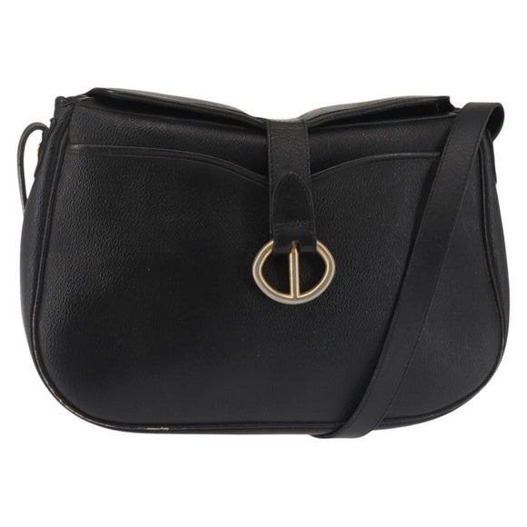 Christian Dior Honeycomb Canvas Shoulder Bag PVC Black Gold Auth SW1569