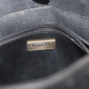 Christian Dior Honeycomb Canvas Shoulder Bag PVC Black Gold Auth SW1569-10