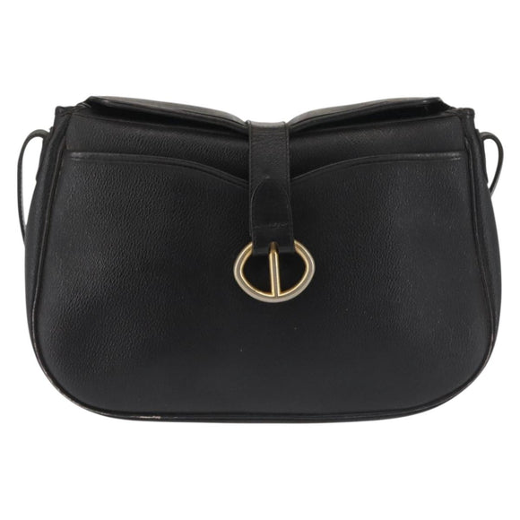 Christian Dior Honeycomb Canvas Shoulder Bag PVC Black Gold Auth SW1569