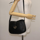 Christian Dior Honeycomb Canvas Shoulder Bag PVC Black Gold Auth SW1569-20