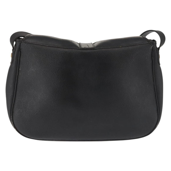 Christian Dior Honeycomb Canvas Shoulder Bag PVC Black Gold Auth SW1569