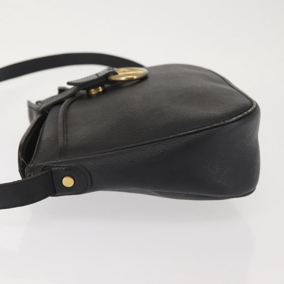 Christian Dior Honeycomb Canvas Shoulder Bag PVC Black Gold Auth SW1569