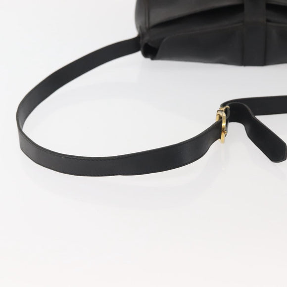 Christian Dior Honeycomb Canvas Shoulder Bag PVC Black Gold Auth SW1569