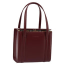 BURBERRY Hand Bag Leather Bordeaux Silver Auth sw1572-1