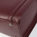 BURBERRY Hand Bag Leather Bordeaux Silver Auth sw1572-9