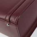 BURBERRY Hand Bag Leather Bordeaux Silver Auth sw1572-15
