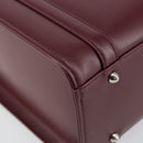 BURBERRY Hand Bag Leather Bordeaux Silver Auth sw1572-16