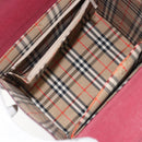BURBERRY Hand Bag Leather Bordeaux Silver Auth sw1572-10