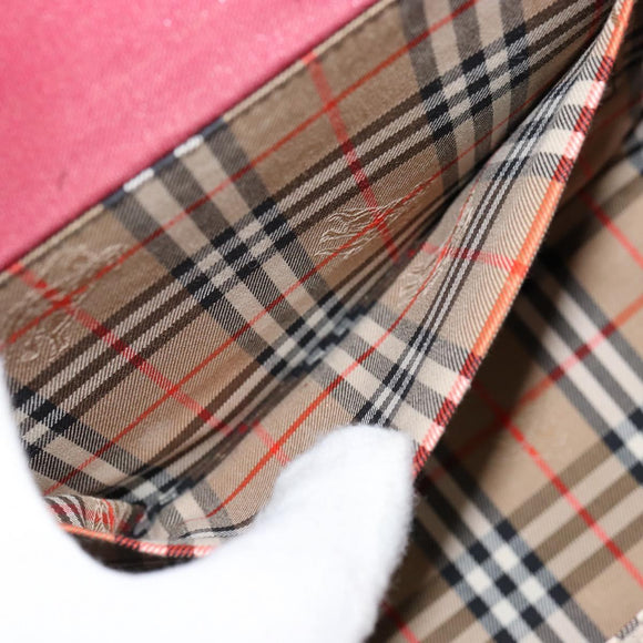 BURBERRY Hand Bag Leather Bordeaux Silver Auth sw1572