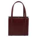 BURBERRY Hand Bag Leather Bordeaux Silver Auth sw1572-2