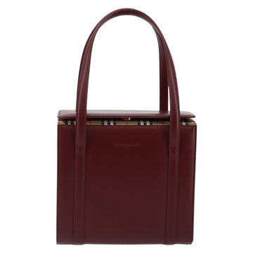 BURBERRY Hand Bag Leather Bordeaux Silver Auth sw1572 - 0