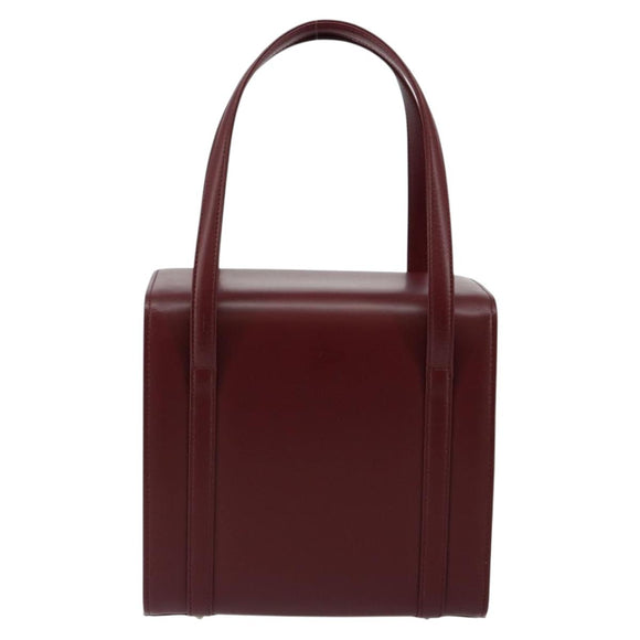 BURBERRY Hand Bag Leather Bordeaux Silver Auth sw1572