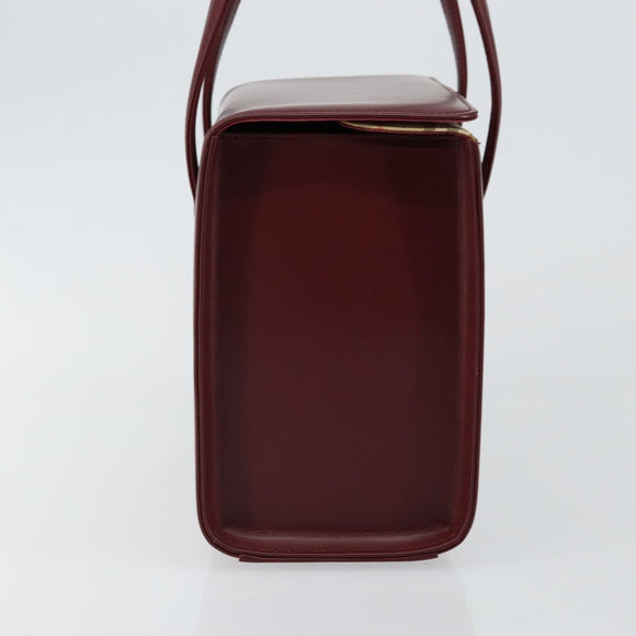 BURBERRY Hand Bag Leather Bordeaux Silver Auth sw1572