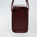 BURBERRY Hand Bag Leather Bordeaux Silver Auth sw1572-4