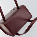 BURBERRY Hand Bag Leather Bordeaux Silver Auth sw1572-6
