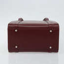 BURBERRY Hand Bag Leather Bordeaux Silver Auth sw1572-5
