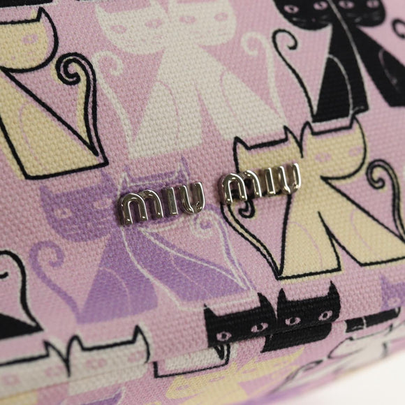 Miu Miu CANAPA CATS Pouch Canvas Pink Silver Auth sw1573M