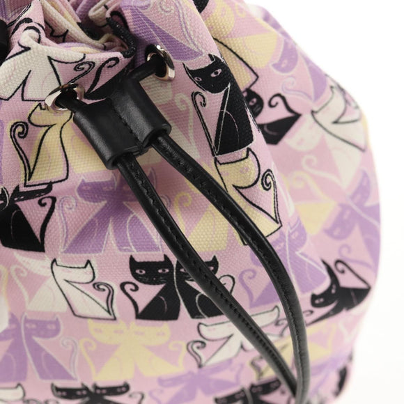 Miu Miu CANAPA CATS Pouch Canvas Pink Silver Auth sw1573M