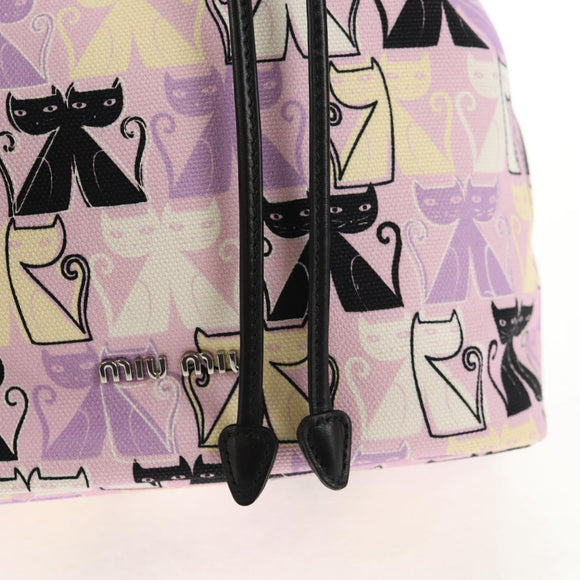 Miu Miu CANAPA CATS Pouch Canvas Pink Silver Auth sw1573M