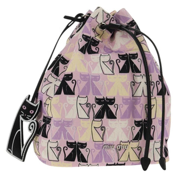 Miu Miu CANAPA CATS Pouch Canvas Pink Silver Auth sw1573SAM
