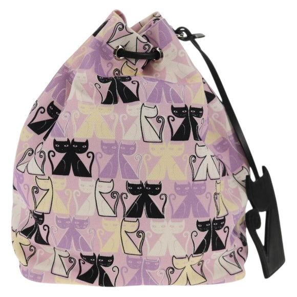 Miu Miu CANAPA CATS Pouch Canvas Pink Silver Auth sw1573M