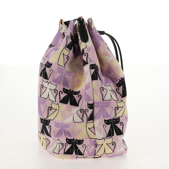 Miu Miu CANAPA CATS Pouch Canvas Pink Silver Auth sw1573M