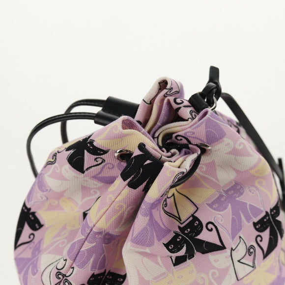 Miu Miu CANAPA CATS Pouch Canvas Pink Silver Auth sw1573M