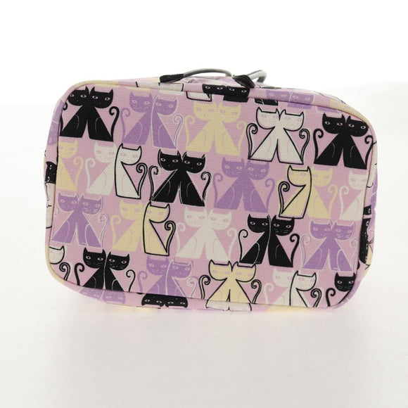 Miu Miu CANAPA CATS Pouch Canvas Pink Silver Auth sw1573M