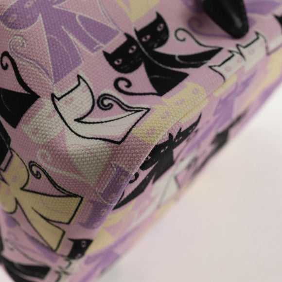 Miu Miu CANAPA CATS Pouch Canvas Pink Silver Auth sw1573M