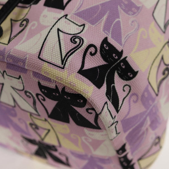 Miu Miu CANAPA CATS Pouch Canvas Pink Silver Auth sw1573M