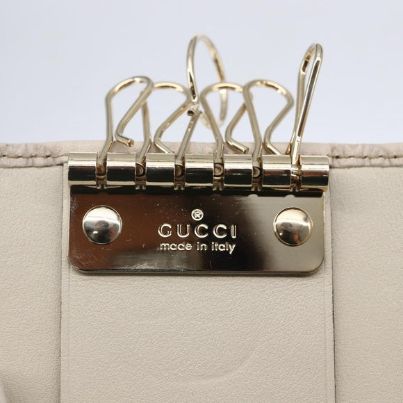 GUCCI Guccissima GG Canvas Key Case Leather White 203551 Auth sw1578