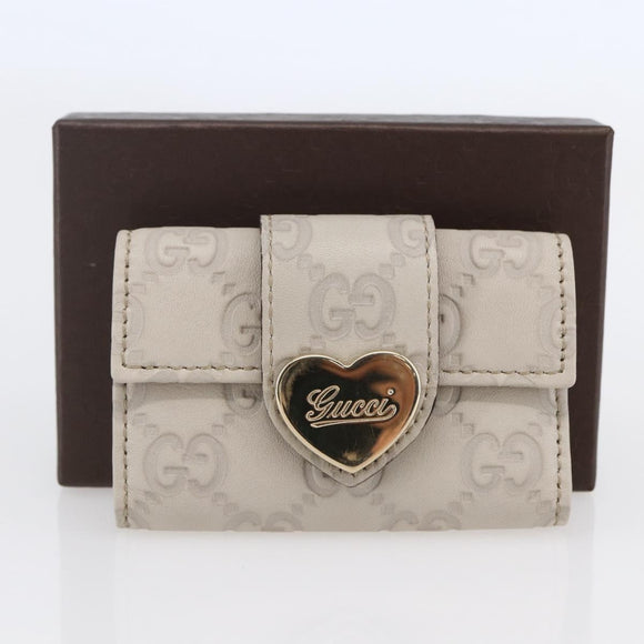 GUCCI Guccissima GG Canvas Key Case Leather White 203551 Auth sw1578