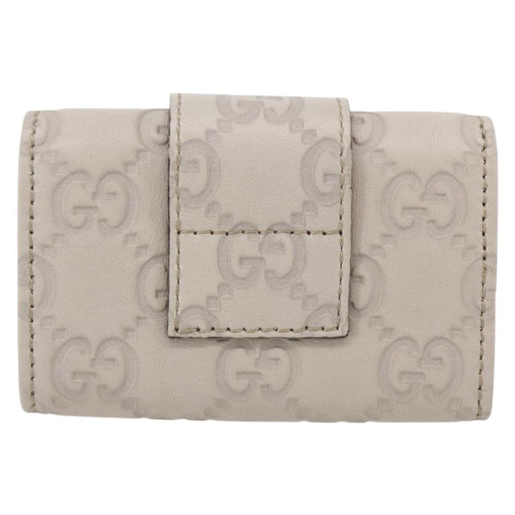 GUCCI Guccissima GG Canvas Key Case Leather White 203551 Auth sw1578