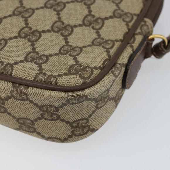 GUCCI GG Canvas Shoulder Bag PVC Leather Beige Auth sw1583