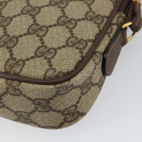 GUCCI GG Canvas Shoulder Bag PVC Leather Beige Auth sw1583
