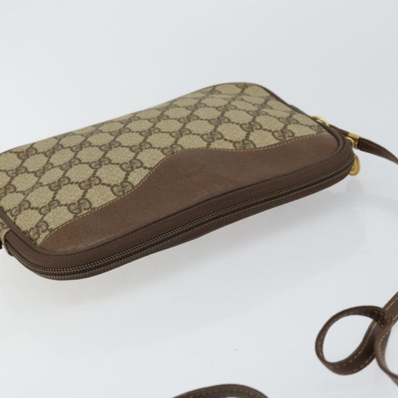 GUCCI GG Canvas Shoulder Bag PVC Leather Beige Auth sw1583