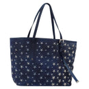 Jimmy Choo Studs Tote Bag Coated Canvas Blue Auth sw1589-1