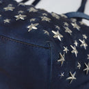 Jimmy Choo Studs Tote Bag Coated Canvas Blue Auth sw1589-9