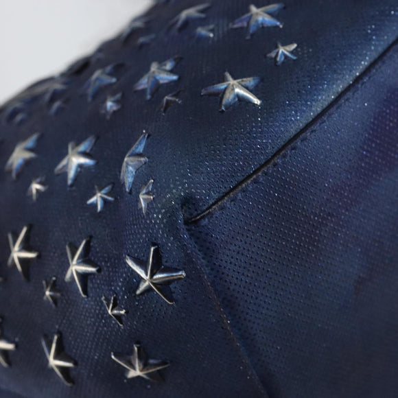 Jimmy Choo Studs Tote Bag Coated Canvas Blue Auth sw1589