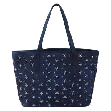 Jimmy Choo Studs Tote Bag Coated Canvas Blue Auth sw1589 - 0
