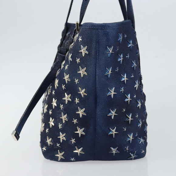 Jimmy Choo Studs Tote Bag Coated Canvas Blue Auth sw1589