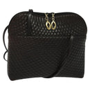 BALLY Quilted Shoulder Bag Leather Dark Brown Auth sw159-1