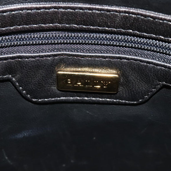 BALLY Quilted Shoulder Bag Leather Dark Brown Auth sw159