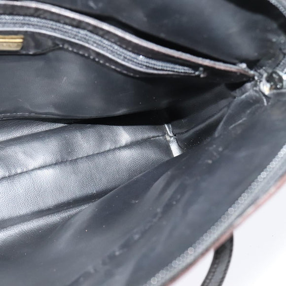 BALLY Quilted Shoulder Bag Leather Dark Brown Auth sw159