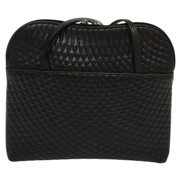 BALLY Quilted Shoulder Bag Leather Dark Brown Auth sw159 - 0