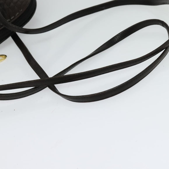 BALLY Quilted Shoulder Bag Leather Dark Brown Auth sw159